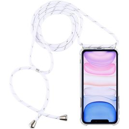Mobigear Lanyard iPhone 11 Flexibel TPU Hoesje met koord - Transparant / Wit