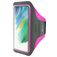 Mobiparts Comfort Fit Telefoonhouder Hardlopen Samsung Galaxy S21 FE Sport Hoesje Neopreen Sportarmband - Neon Pink