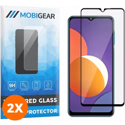 Mobigear Premium Samsung Galaxy M12 Glazen Screenprotector - Case Friendly - Zwart (2-Pack)