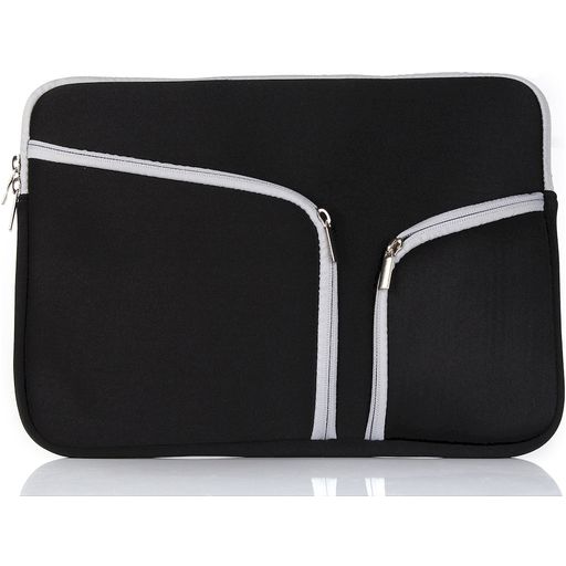 Mobigear Double Zipper Neopreen Laptop Sleeve 12 inch Laptop hoes - Zwart