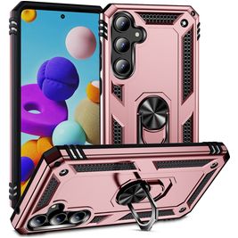Mobigear Armor Ring Samsung Galaxy A35 Hoesje Hardcase Backcover Shockproof met Ringhouder - Roségoud