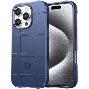 Mobigear Rugged Shield iPhone 16 Pro Max Hoesje Flexibel TPU Backcover Shockproof - Blauw