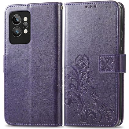 Mobigear Clover Realme GT2 Pro Hoesje Bookcase Portemonnee - Paars