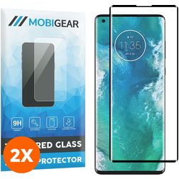 Mobigear Curved Motorola Edge Plus Glazen Screenprotector - Case Friendly - Zwart (2-Pack)