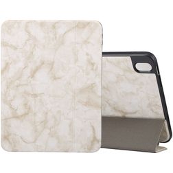 Mobigear Tri-Fold Marble iPad 11 (2025) Hoes Bookcase + Stylus Houder - Wit
