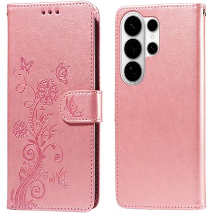 Mobigear Flowers Samsung Galaxy S26 Ultra Hoesje Bookcase Portemonnee - Roségoud