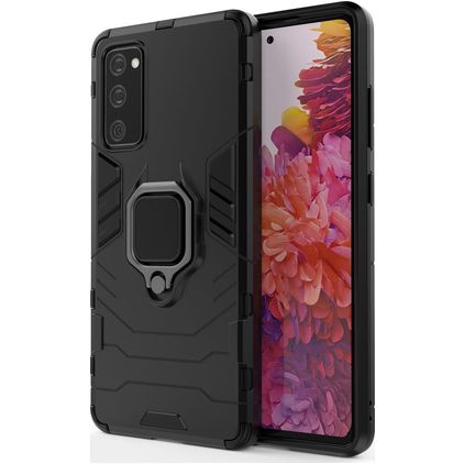 Mobigear Armor Ring Samsung Galaxy S20 FE Hoesje Hardcase Backcover Shockproof met Ringhouder - Zwart
