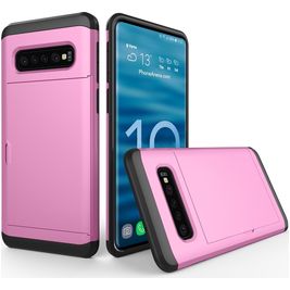 Mobigear Card Samsung Galaxy S10 Hoesje Hardcase Backcover Shockproof met Pasjeshouder - Roze Mobigear Card Samsung Galaxy S10 Hoesje Hardcase Backcover Shockproof met Pasjeshouder - Roze
