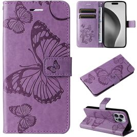 Mobigear Butterfly iPhone 16 Pro Max Hoesje Bookcase Portemonnee - Paars