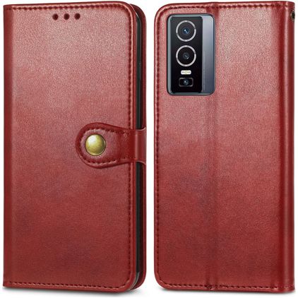 Mobigear Snap Button Vivo Y76 Hoesje Bookcase Portemonnee - Rood