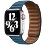 Mobigear Bumpy Leren Apple Watch Bandje Magneetsluiting - 49/46/45/44 mm - Blauw