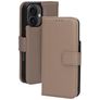 Mobiparts iPhone 16 MagSafe Hoesje Echt Leer Uitneembare 2in1 Bookcase Portemonnee - Taupe