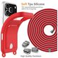 Mobigear Lanyard Card iPhone 17 Pro Max Siliconen Hoesje met koord en Pasjeshouder - Rood