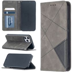 Mobigear Rhombus Slim iPhone 12 Hoesje Bookcase - Grijs