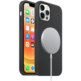 Mobigear Rubber Touch iPhone 12 Pro Siliconen MagSafe Hoesje Backcover - Zwart