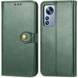 Mobigear Snap Button Xiaomi 12 Pro Hoesje Bookcase Portemonnee - Groen