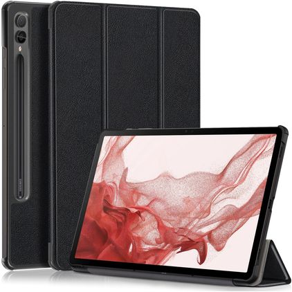 Mobigear Tri-Fold Samsung Galaxy Tab S9 Plus Hoes Bookcase + Stylus Houder - Zwart