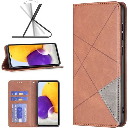 Mobigear Rhombus Slim Samsung Galaxy A73 Hoesje Bookcase - Bruin