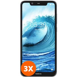 Mobigear Premium Nokia 5.1 Plus Glazen Screenprotector - Case Friendly - Zwart (3-Pack)