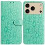 Mobigear Flowers iPhone 17 Pro Hoesje Bookcase Portemonnee - Groen