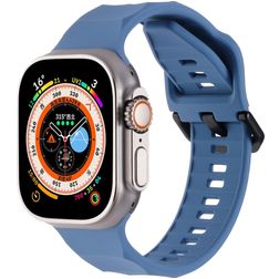 Mobigear Ripple Siliconen Apple Watch Bandje Gespsluiting - 49/46/45/44 mm - Blauw