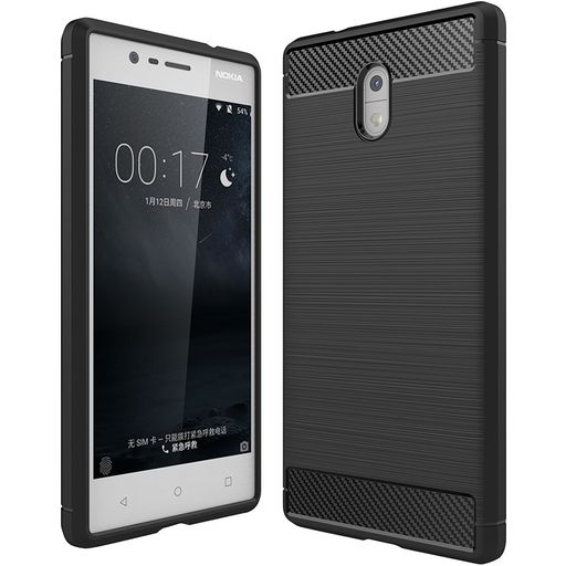 Mobigear Brushed Slim Nokia 3 Hoesje Flexibel TPU Backcover - Zwart