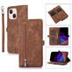 Mobigear Zipper iPhone 14 Hoesje Bookcase Portemonnee - Bruin