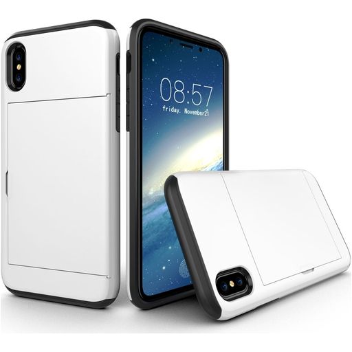 Mobigear Card iPhone XS Hoesje Hardcase Backcover Shockproof met Pasjeshouder - Wit