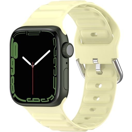 Mobigear Bumpy Siliconen Apple Watch Bandje Gespsluiting - 42/41/40/38 mm - Geel