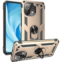 Mobigear Armor Ring Xiaomi Mi 11 Lite Hoesje Hardcase Backcover Shockproof met Ringhouder - Goud