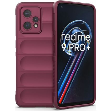 Mobigear Bumpy Realme 9 Pro Plus Hoesje Flexibel TPU Backcover - Bordeaux Rood
