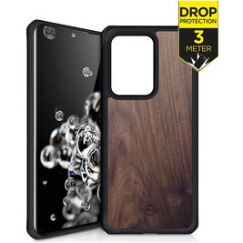 ITSkins HybridFusion Samsung Galaxy S20 Ultra Hoesje Hardcase Backcover Shockproof - Dark Wood
