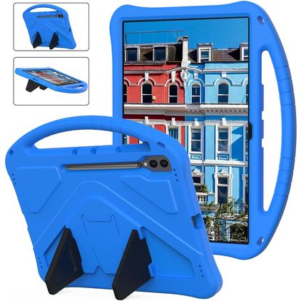Mobigear AeroArmor Samsung Galaxy Tab S10 Ultra Kinder Tablethoes met Handvat + Stylus Houder - Blauw