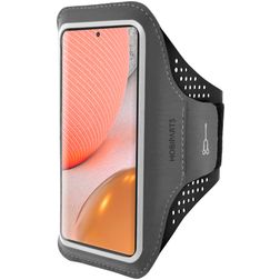 Mobiparts Comfort Fit Telefoonhouder Hardlopen Samsung Galaxy A72 Sport Hoesje Neopreen Sportarmband - Zwart