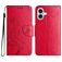 Mobigear Flowers iPhone 16 Hoesje Bookcase Portemonnee - Rood