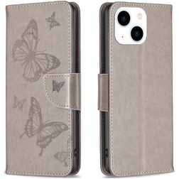 Mobigear Butterfly iPhone 15 Hoesje Bookcase Portemonnee - Grijs