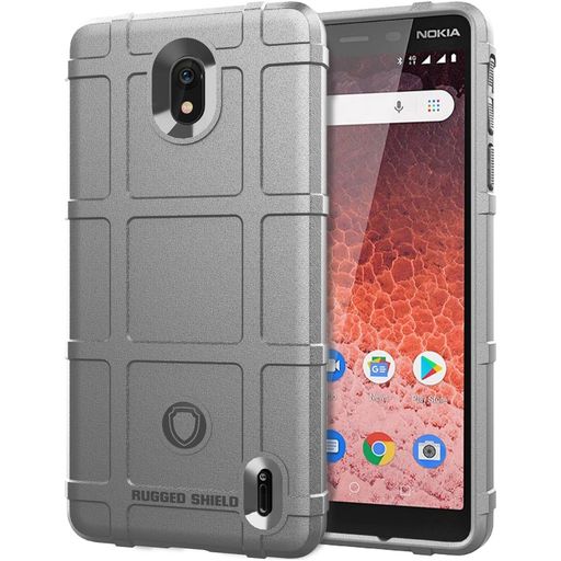 Mobigear Rugged Shield Nokia 1 Plus Hoesje Flexibel TPU Backcover Shockproof - Grijs