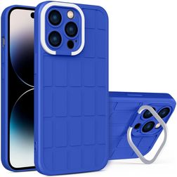 Mobigear Cube iPhone 14 Pro Hoesje Hardcase Backcover met Standaard - Blauw