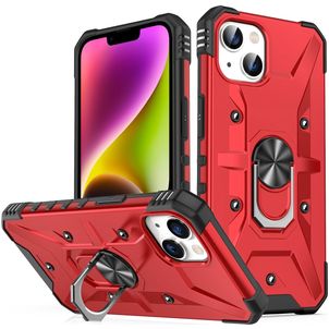 Mobigear Armor Ring iPhone 14 Plus Hoesje Hardcase Backcover Shockproof met Ringhouder - Rood