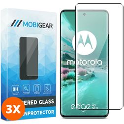 Mobigear Premium Motorola Edge 40 Neo Glazen Screenprotector - Case Friendly - Zwart (3-Pack)