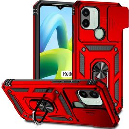 Mobigear Armor Ring Cam Slide Xiaomi Redmi A1 4G Hoesje Hardcase Backcover Shockproof met Ringhouder en Camera Slider - Rood