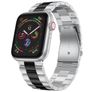 Mobigear Lissabon Stalen Apple Watch Bandje Vouwsluiting - 42/41/40/38 mm - Zwart / Zilver