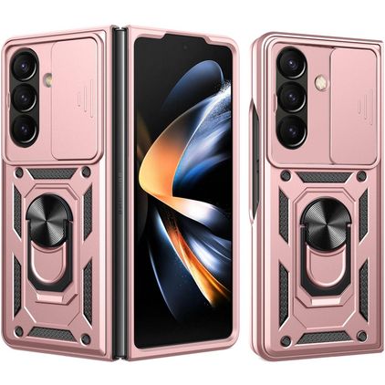 Mobigear Armor Ring Cam Slide Samsung Galaxy Z Fold 8 Ultra Hoesje Hardcase Backcover Shockproof met Ringhouder en Camera Slider - Roségoud
