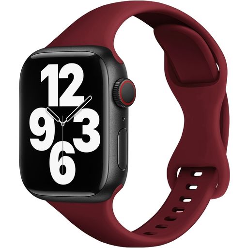Mobigear Sport Slim Siliconen Apple Watch Bandje Druksluiting - 42/41/40/38 mm - Bordeaux Rood