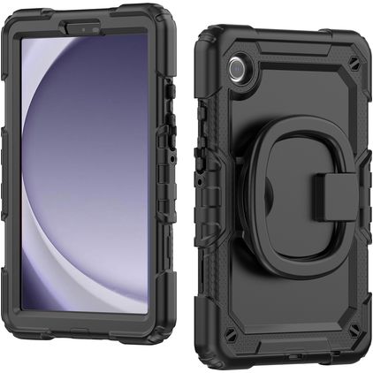 Mobilize Rotating Defender Samsung Galaxy Tab A9 (2023) Hoes Hard Kunststof,Siliconen Backcover + Schouderband + Standaard - Zwart