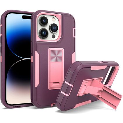 Mobigear Heavy Armor Stand iPhone 14 Pro Hoesje Hardcase Backcover Shockproof met Standaard - Paars
