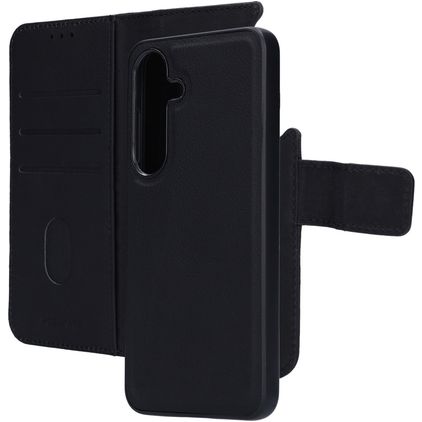Mobiparts Samsung Galaxy S25 Hoesje Echt Leer Uitneembare 2in1 Bookcase Portemonnee - Zwart