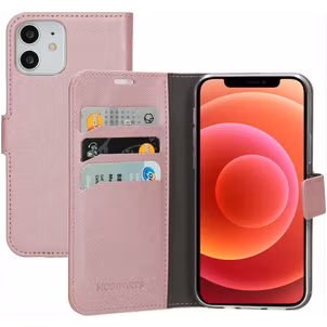Mobiparts Saffiano Wallet iPhone 12 Pro Hoesje Bookcase Portemonnee - Roze
