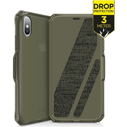 ITSKINS SpectrumFolio iPhone XS Max Hoesje Bookcase - Kaki