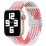 Mobigear Braided Nylon Apple Watch Bandje Klemsluiting - 49/46/45/44 mm - Wit / Roze